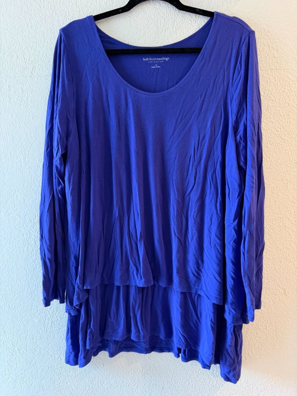 Soft Surrounding Blue Layered Open Back Long Sleeve 1X